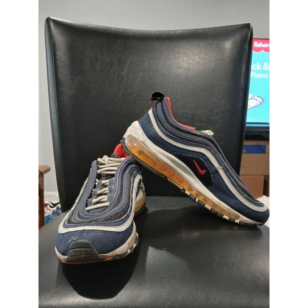 Nike Air Max 97. Navy/Red Sneakers. 921522-402. Men/Boys Size 7Y. No Insoles.